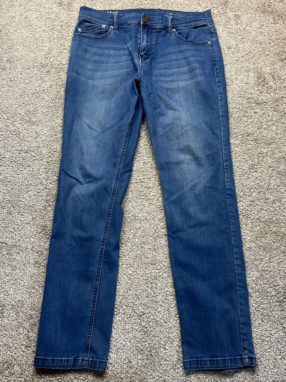 Mugsy Jeans Mens 32x31 Blue Lake Shores Medium Wash Stretch Taper Denim